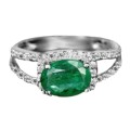 25.80ct Natural Colombian Emerald, Cubic Zirconia Solid .925 Silver White Gold sz 6.75
