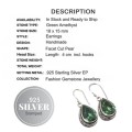 Antique Style Faceted Green Amethyst Pears Gemstone .925 Silver Earrings