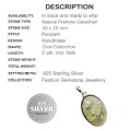 Handmade Natural Scottish Moss Prehnite Gemstone .925 Silver Pendant