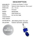 Stunning Natural Indian Sapphire Quartz, Pearl Gemstone .925 Silver Pendant