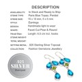 Handmade Paris Blue Topaz, Peridot Gemstone .925 Silver Earrings