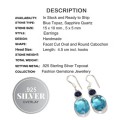 Rare Dainty Blue Topaz Oval and Sapphire Quartz Gemstone .925 Sterling Silver Earrings