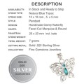 Dainty Natural Blue Topaz Solid 925 Sterling Silver Butterfly Pendant