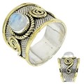 3.22 cts Natural Blue Schiller Rainbow Moonstone Solid .925 Sterling Silver Ring Size 9 or R1/2