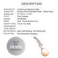 Natural Creamy Pink Pearl and White Topaz set in Solid 925 Sterling Silver Pendant
