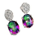 8.07 cts Natural Rainbow Mystic Topaz, White Topaz Studs In Solid .925 Sterling Silver