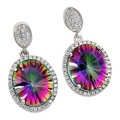 13.71 cts Rainbow Mystic Topaz, White Topaz Studs in Solid .925 Sterling Silver