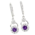 Deluxe Natural 5mm Brazilian Purple Amethyst .925 Sterling Silver 14K White Gold