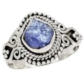 Natural AAA Tanzanite Rough Gemstone Ring set in Solid .925 Sterling Silver Size 7.5 or P