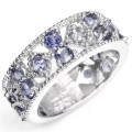 Natural Violet Blue Iolite Gemstone Solid .925 Silver Ring Size Us 8 or Q