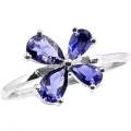 Natural Violet Blue Iolite Gemstone Solid .925 Silver Ring Size US 10 or T