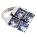 Handmade Tanzanite Violet Blue Quartz Gemstone Ring set in Soli d .925 Sterling Silver Size US 8 / Q