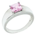 20.5 cts Pink Topaz and White Cubic Zirconia Solid. 925 Sterling Silver Ring Size US 10 / UK T