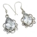 Indonesian Bali Java Natural Clear Quartz Solid  .925 Sterling Silver Earrings
