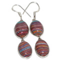 Handmade Rainbow Calsilica Gemstone .925 Silver Earrings