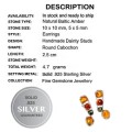 4.7 grams Authentic Baltic Amber Gemstone In Solid  .925 Sterling Silver Stud Earrings
