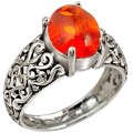 Indonesian Bali - Java  2.02 cts Baltic Amber Gemstone Set in Solid .925 Sterling Silver Ring Size 7