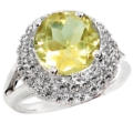 6.53 cts Natural Lemon Topaz, White Topaz Solid .925 Silver Ring Size US 8 or Q