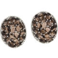 Deluxe 56.8 Cts Natural Smoky Topaz .Gemstone Solid 925 Sterling Silver 14K White Gold Stud Earrings