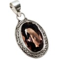 Classic Faceted Oval Smoky Quartz, Gemstone .925 Silver Pendant