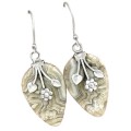 Gorgeous Earth Mined Natural Mexican Laguna Lace Gemstone Solid .925 Silver Earrings