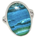 Natural Malachite in Chrysocolla Gemstone  Solid. 925 Silver Ring Size US 8.5 or Q1/2