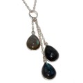 Natural Blue Fire Labradorite Gemstone 925 Sterling Silver Necklace