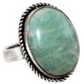 Natural Amazonite  Gemstone .925 Sterling Silver Ring Size US 9 or R1/2