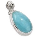 Genuine Earth Mined Aquamarine Set Solid .925 Sterling Silver Pendant