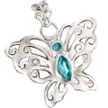 Dainty Natural Blue Topaz Solid 925 Sterling Silver Butterfly Pendant