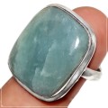 Natural Aquamarine Gemstone .925 Sterling Silver Ring Size US 8.5