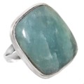 Natural Aquamarine Gemstone .925 Sterling Silver Ring Size US 8.5