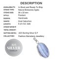 Natural Blue Lace Botswana Agate Gemstone .925 Silver Pendant