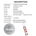 Indonesia Bali - Long Orange Fire Opal Gemstone Solid .925 Sterling Silver Earrings