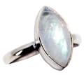 Dainty Natural Marquise Rainbow Moonstone .925 Silver Ring Size US 5 or J1/2