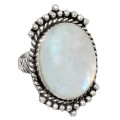 Beautiful Antique Style Handmade Natural Rainbow Moonstone .925 Silver Ring Size 7 or O