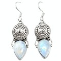 8.27 cts Natural Rainbow Moonstone Gemstone Solid .925 Sterling Silver Earrings