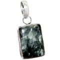 Natural Seraphinite Gemstone .925 Sterling Silver Pendant