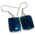 Natural Neon Blue Apatite Gemstone .925 Silver Earrings