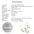 Dainty Natural White Pearl Solid .925  Sterling Silver Set