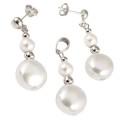 25.10 cts Natural White Pearl Solid .925  Sterling Silver Earrings and Pendant Set
