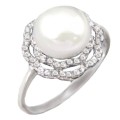 6.09 cts Natural White Pearl , White Topaz Solid .925 Silver Size 8 or Q