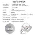 5.97 cts Natural White Pearl , White Topaz Solid .925 Sterling Silver Silver Ring Size 7