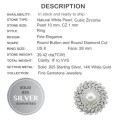 Deluxe Natural Creamy White Pearl and White Cubic Zirconia set in Solid .925 Sterling Silver Size 9