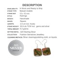 Natural Unakite Square Gemstone Set in .925 Silver Earrings