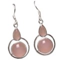 Natural Pink Rose Quartz Solid.925 Sterling Silver Earrings