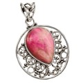 14.04 cts Pink Ruby Zoisite Pendant Set in Solid .925 Sterling Silver