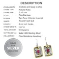 Victorian Two-Tone Indian Ruby Gemstone Solid .925 Sterling Silver Earrings