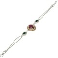 Turkish Faceted Emerald, Ruby, Zirconia Gemstone .925 Silver, Solid Brass Bracelet
