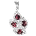 Top Natural Unheated Rhodolite Garnet, AAA White CZ Solid .925 Silver 14K White Gold Necklace
